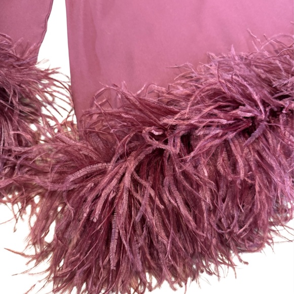 72. 16ARLINGTON Hodi Mini Dress Georgette Feather Mini BORGOGNA $1260 NWT Sz 2 - Picture 5 of 9